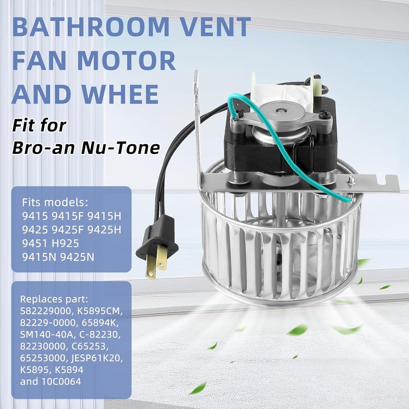 Fetechmate Upgrade 82229000 Bathroom Vent Fan Motor and Wheel Fit for Nu-Tone Bro-an 9415 9415F 9415H 9415N 9425 Replace 82229000 S82229000 C-82230 68627000 K7895, CCW -3 Year Free Replacement by - Image 5
